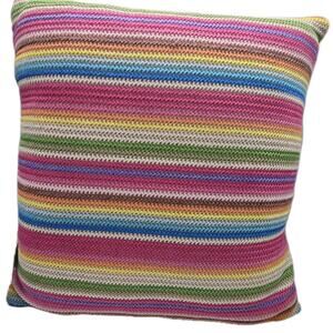 Indoor Outdoor Rainbow Striped Pillow 20x20" Non Fade Water Resistant NEW CALI